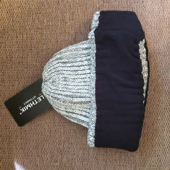 Lethmik Marled Gray Knit Men’s Slouchy Fleece Lined Beanie Hat - Picture 6 of 9